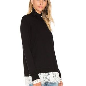 Soft Joie Black Turtleneck sweater w lace bottom